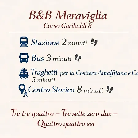 Meraviglia - Centro Close To The Station And Pier לינה וארוחת בוקר סלרנו